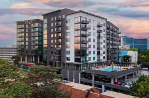An aerial drone image of Arya in Atlanta by Architectural Photographer Karen Images