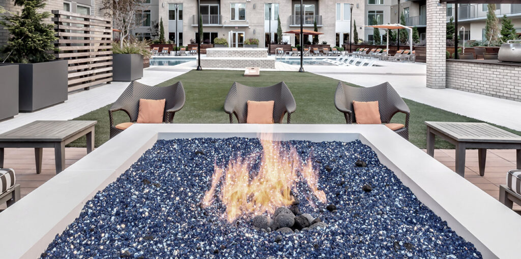 fire pit at the venue - atlanta's commercial photographer image of amenities of a multifamily commercial property photographed by atlanta commercial photographer karen images