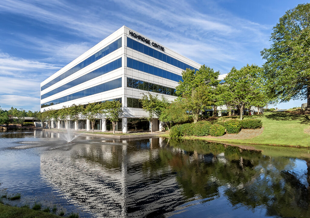 An architectural image of a commercial property on a lake photographed by Atlanta architectural photographer Karen Images