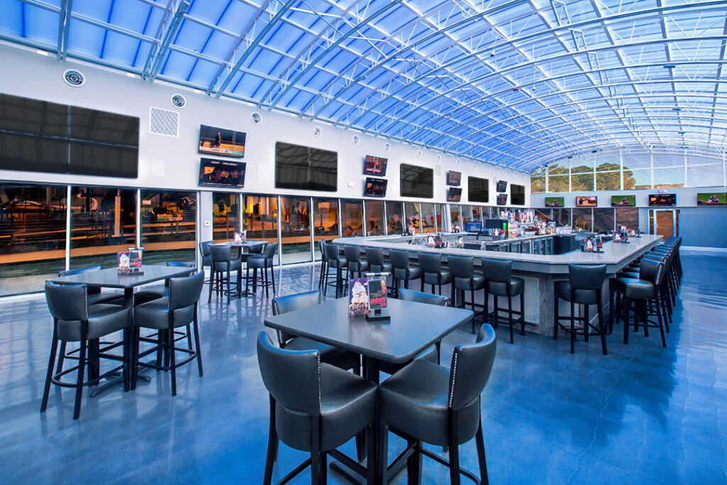 Architectural photograph of the Skybar of Andretti in Marietta, Georgia by Atlanta Architectural photographer Karen Images