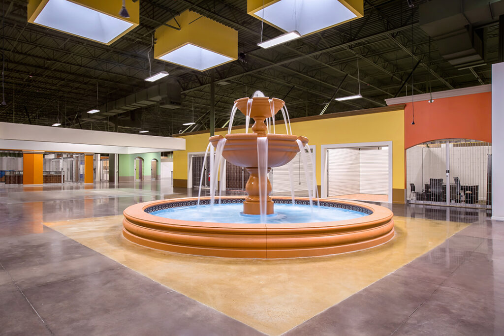 Architectural photograph of the interior design of a fountain in a Mall in Lawrenceville, Georgia by Atlanta Architectural photographer Karen Images