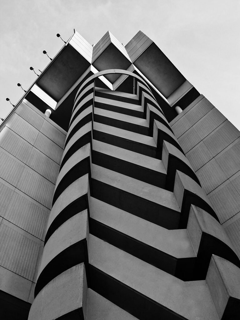 An architectural image of the Atlanta Apparel Mart in downtown Atlanta by architectural photographer Karen Images