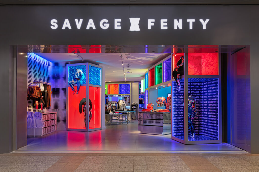 An architectural image of the Savage Fenti storefront at Lenox Mall in Buckhead Atlanta photographed by Atlanta Architectural Photographer Karen Images 