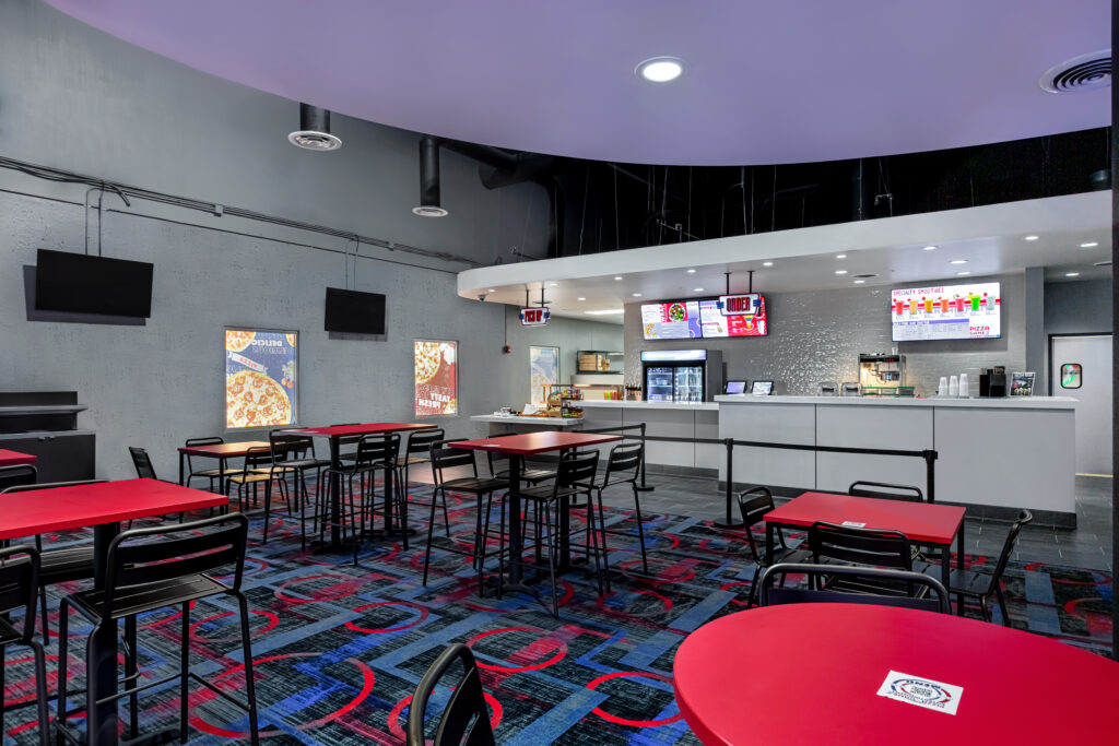 Architectural photograph of the interior design of a bar at the A5 Sportsplex in Roswell, Georgia by Atlanta Architectural photographer Karen Images