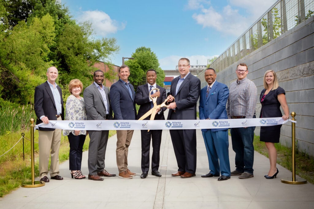 An Image of executives at a ribbon cutting ceremony on the Atlanta Beltline photographed by Atlanta Corporate Event Photographer Karen Images