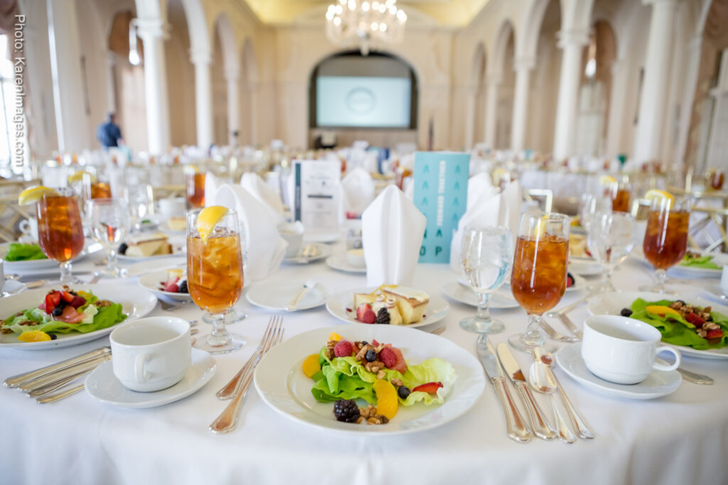 An image of a set table at a corporate event hosted by NAIOP and photographed by Atlanta Corporate Event Photographer Karen Images