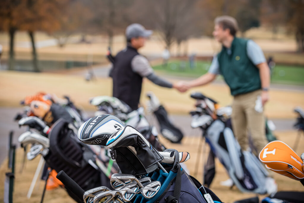 An image of golf clubs at a corporate event at photographed by Atlanta Corporate Event Photographer Karen Images