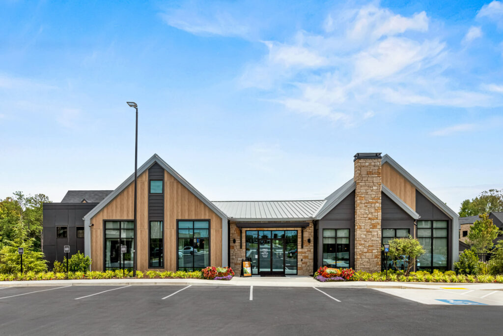 the leasing office at oslo photographed on a sunny day by architectural photographer karen images