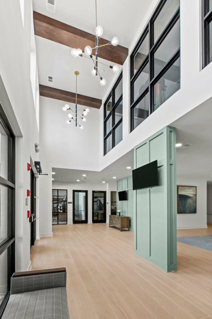 interior of the verand at assembly a kitchen in a one bedroom model home at crofthouse photographed by architectural photographer karen images