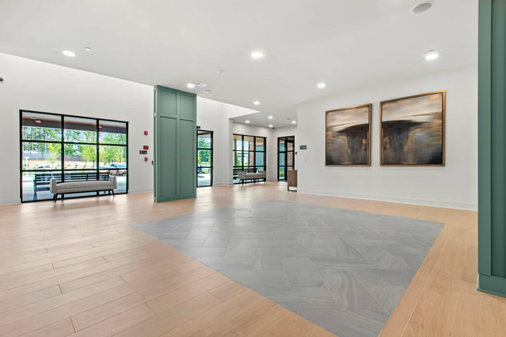 an interior space in the veranda at assembly photographed a kitchen in a one bedroom model home at crofthouse photographed by architectural photographer karen images