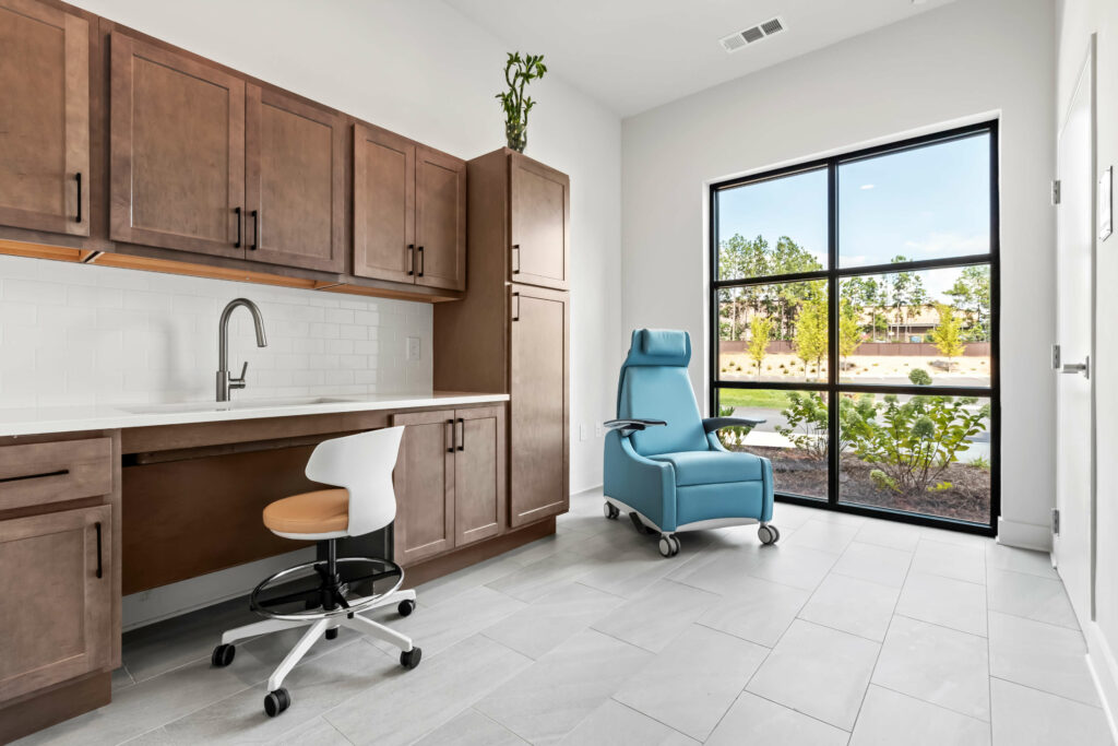 a kitchen in a two bedroom apartment at the veranda at assembly photographed by architectural photographer karen images