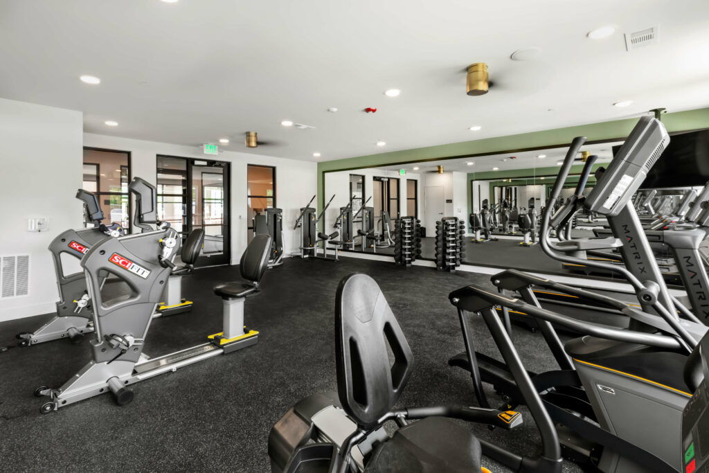 alternate view of an exercise room at the veranda at assembly photographed by architectural photographer karen images
