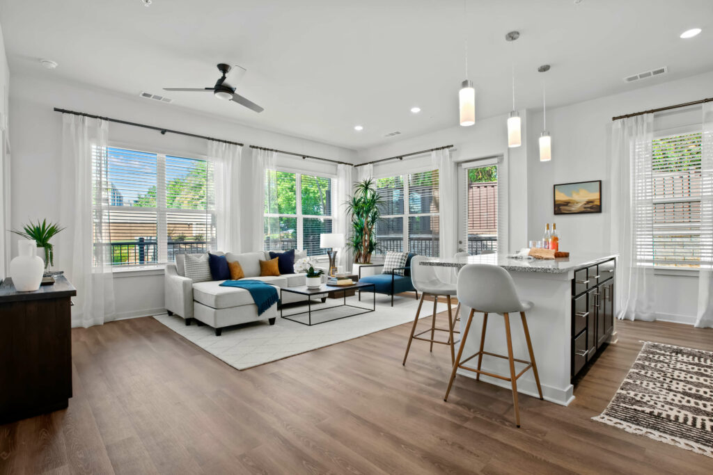 overview of a model home at veranda at assembly photographed by architectural photographer karen images