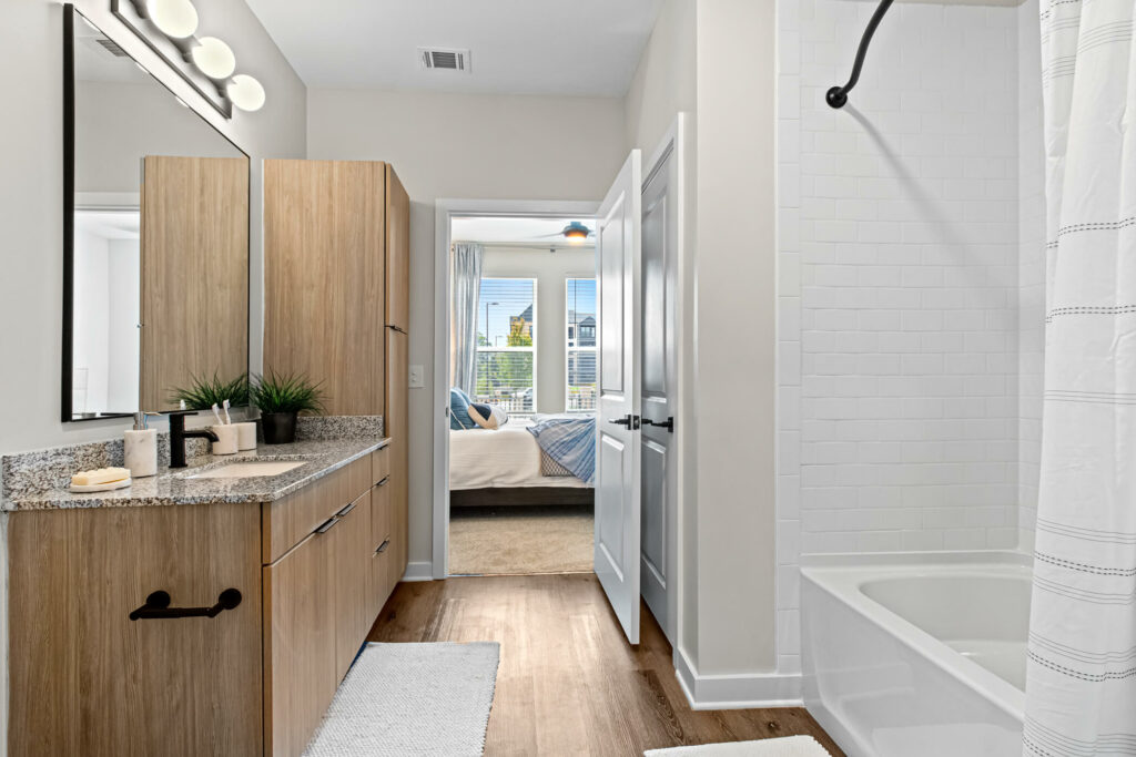 alternate view of a bathroom in a one bedroom model home in atlanta