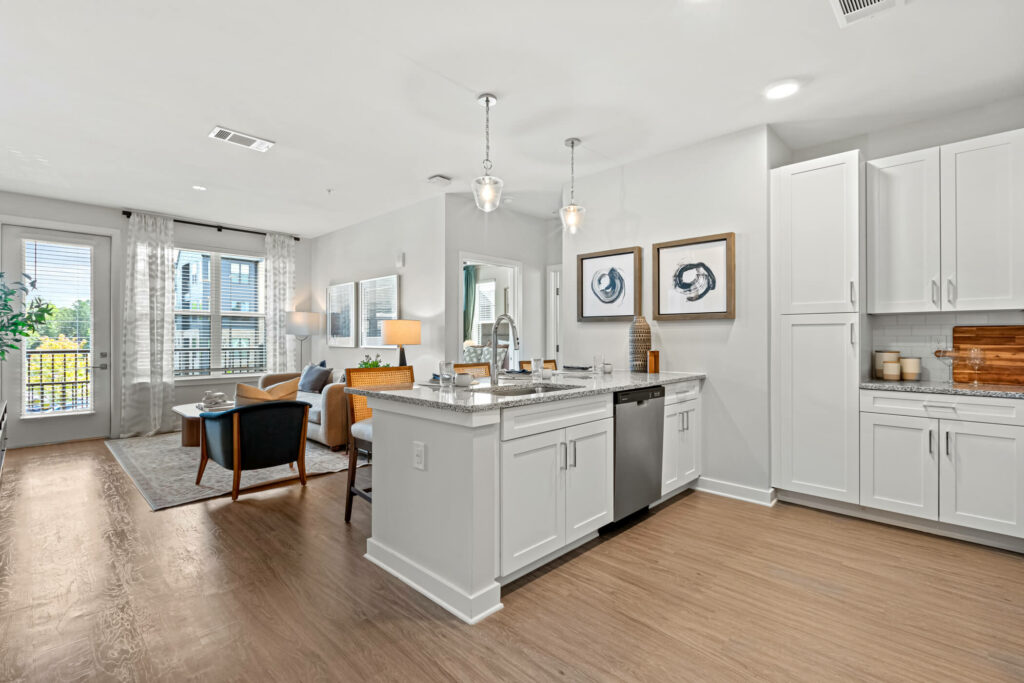 a kitchen in a two bedroom model home at oslo by architectural photographer karen images