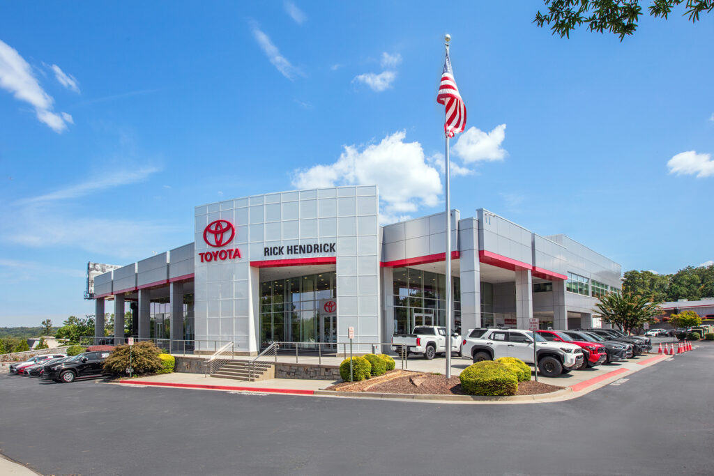 exterior architectural image of Rick Hendrick Toyota in Sandy Springs GA built by Marand Builders